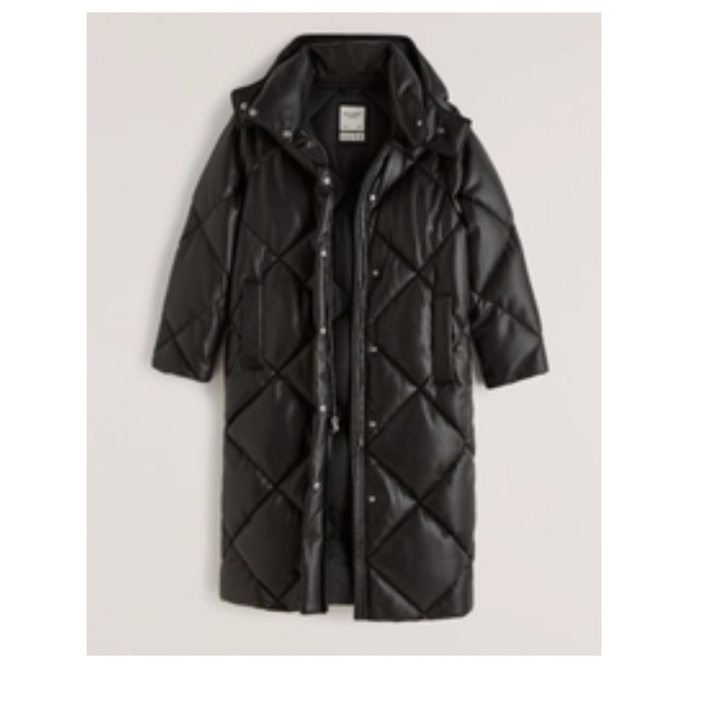 Abercrombie & Fitch Ultra Long Vegan Leather Jacket